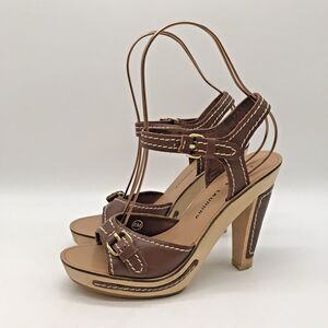 Chinese Laundry  Ankor Platform Sandal Women's 8M  Brown Strappy Buckle Heels